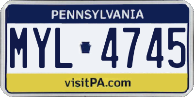 PA license plate MYL4745