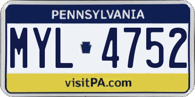 PA license plate MYL4752