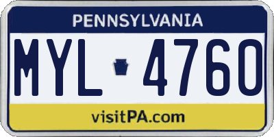 PA license plate MYL4760