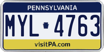 PA license plate MYL4763
