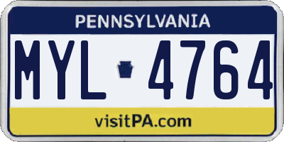 PA license plate MYL4764