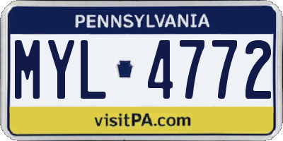 PA license plate MYL4772