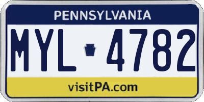 PA license plate MYL4782