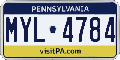 PA license plate MYL4784