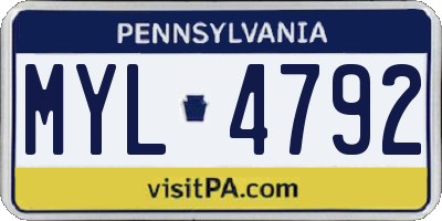 PA license plate MYL4792