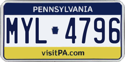 PA license plate MYL4796