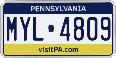 PA license plate MYL4809