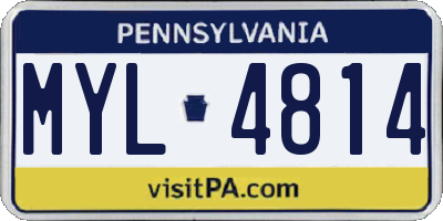 PA license plate MYL4814