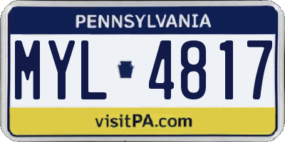 PA license plate MYL4817