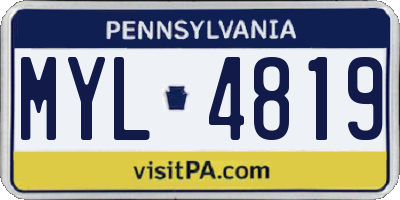 PA license plate MYL4819