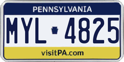 PA license plate MYL4825
