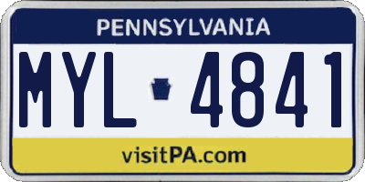 PA license plate MYL4841