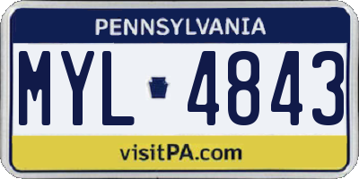 PA license plate MYL4843