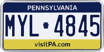 PA license plate MYL4845