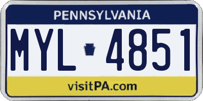 PA license plate MYL4851