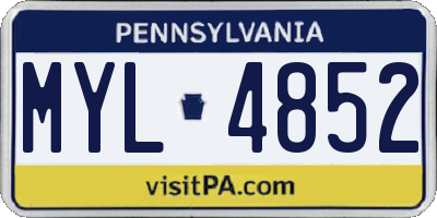 PA license plate MYL4852