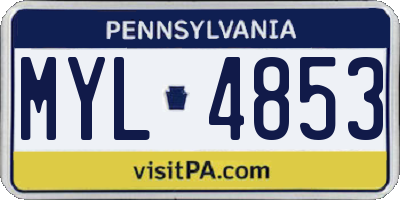 PA license plate MYL4853