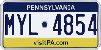 PA license plate MYL4854