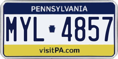 PA license plate MYL4857