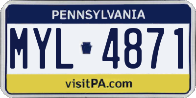PA license plate MYL4871