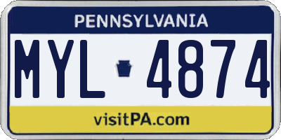 PA license plate MYL4874