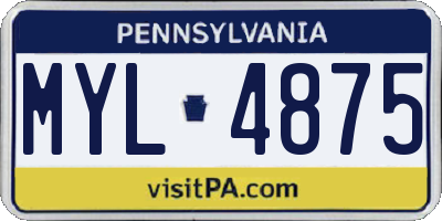 PA license plate MYL4875