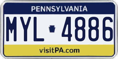 PA license plate MYL4886