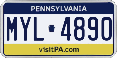 PA license plate MYL4890