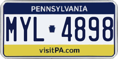 PA license plate MYL4898