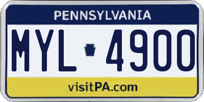 PA license plate MYL4900