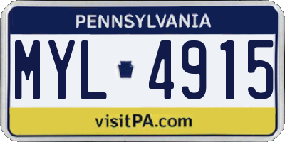 PA license plate MYL4915