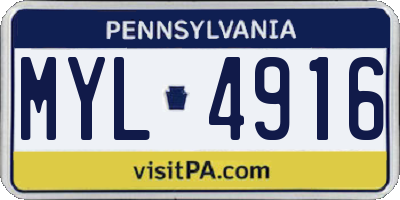 PA license plate MYL4916