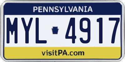 PA license plate MYL4917