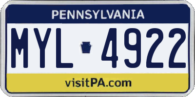 PA license plate MYL4922