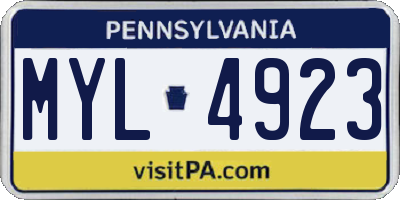 PA license plate MYL4923