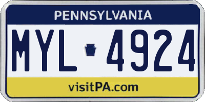 PA license plate MYL4924