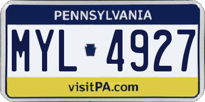 PA license plate MYL4927