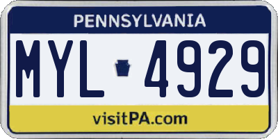 PA license plate MYL4929