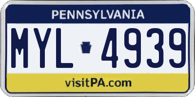 PA license plate MYL4939