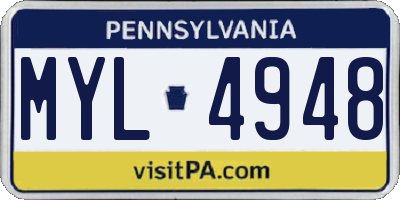 PA license plate MYL4948