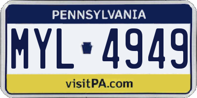 PA license plate MYL4949