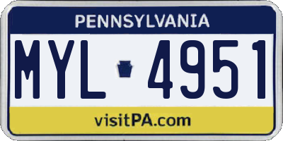 PA license plate MYL4951