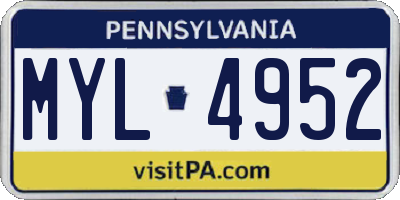 PA license plate MYL4952