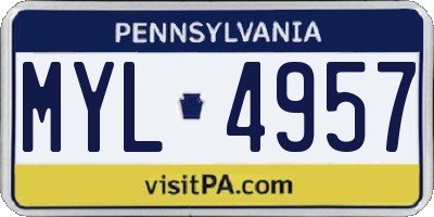 PA license plate MYL4957
