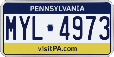 PA license plate MYL4973