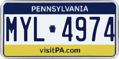 PA license plate MYL4974