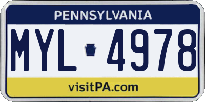 PA license plate MYL4978