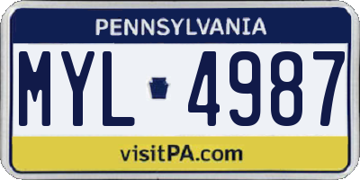 PA license plate MYL4987