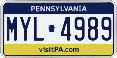 PA license plate MYL4989