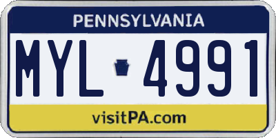 PA license plate MYL4991